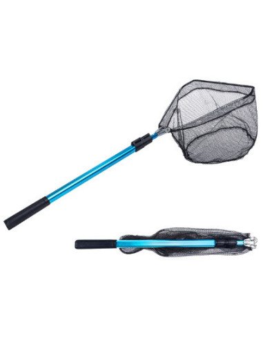 Milageto Épuisette Pliable En Alliage D’aluminium – Poignée EVA Antidérapante, Filet Silicone, Pliage Une Touche, Pour Pêche