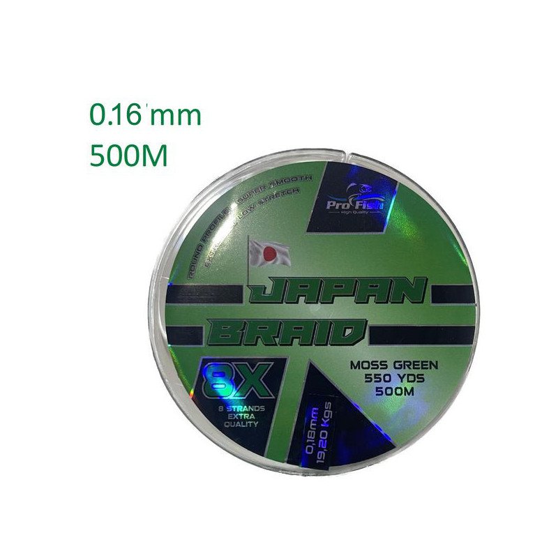tresse PROFISH japan braid 8X 0.16mm 500M vert
